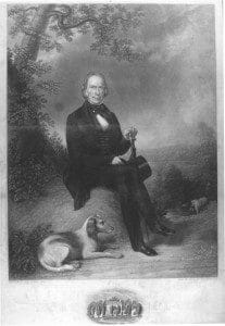 This engraving shows Henry Clay in an agrarian setting. It was designed to foster his image as a farmer and is from a painting by John Wood Dodge.
